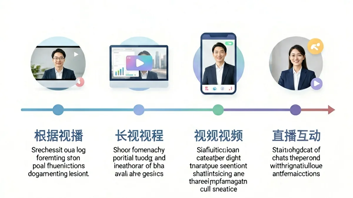 成人抖音平台的发展时间轴示意图，展示从图文到短视频再到直播互动的内容形态演变过程